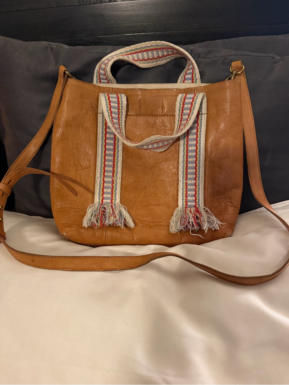Madewell Special Ed. Leather Transport Tote Woven Fringe Handles/Adj. Strap - Picture 1 of 9